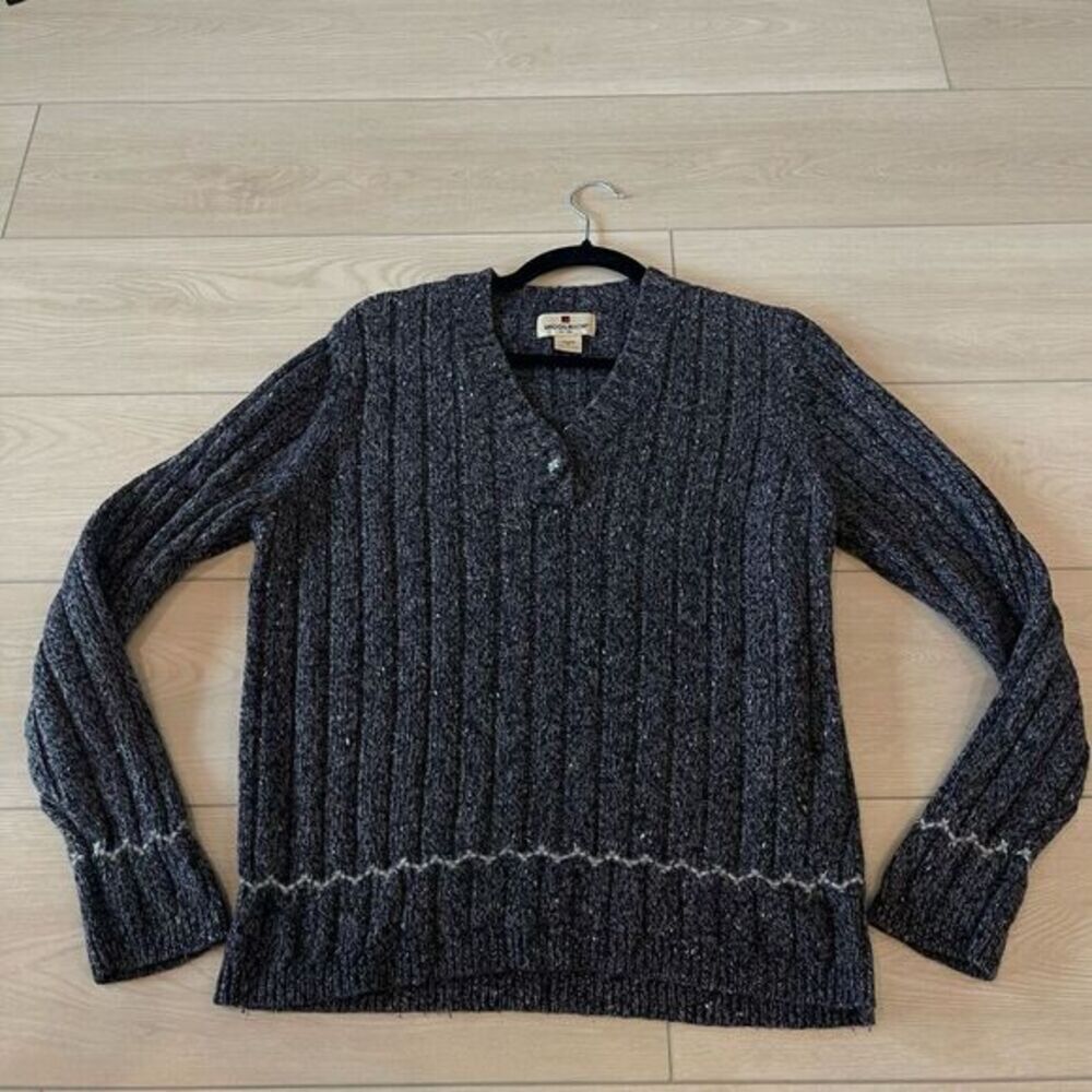 Woolrich Devan Henley Wool Blend Sweater in Black Heather Women's Medium